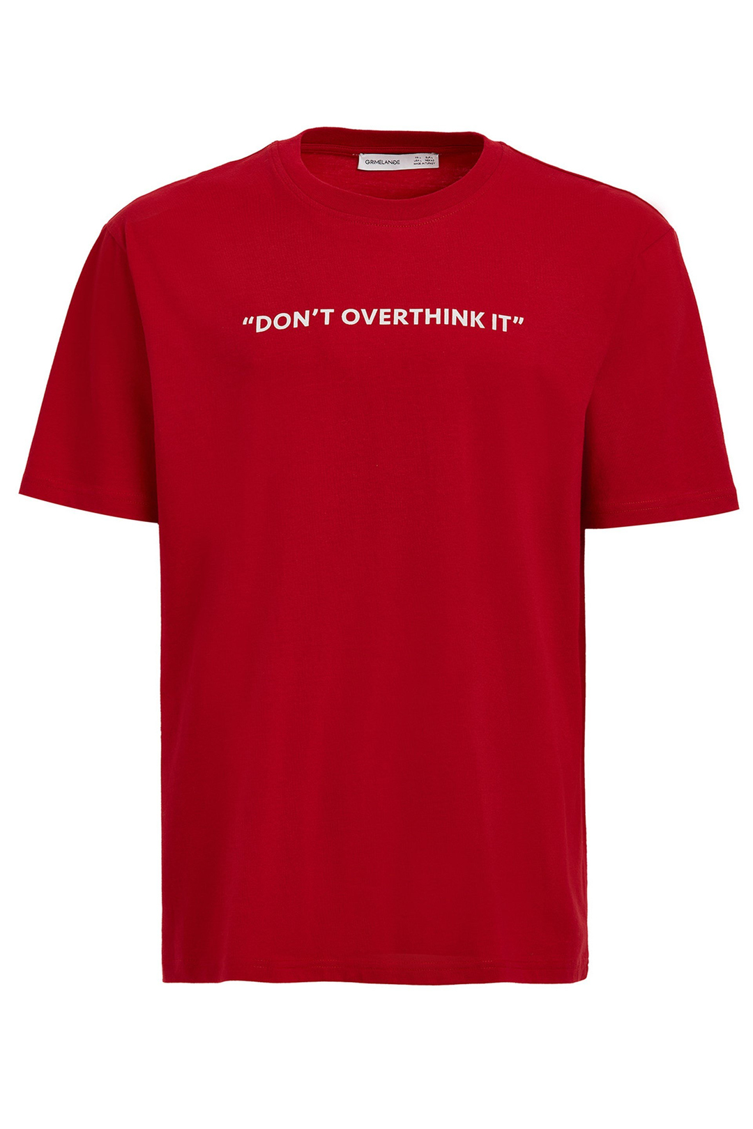 OVERTHINK Erkek Kırmızı Baskılı Yuvarlak Yaka Regular Fit T-Shirt