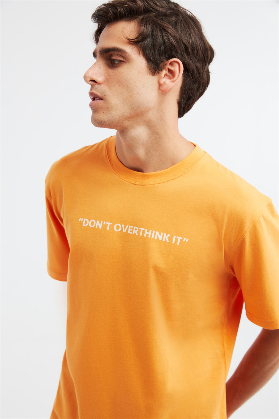 OVERTHINK Erkek Turuncu Baskılı Yuvarlak Yaka Regular Fit T-Shirt