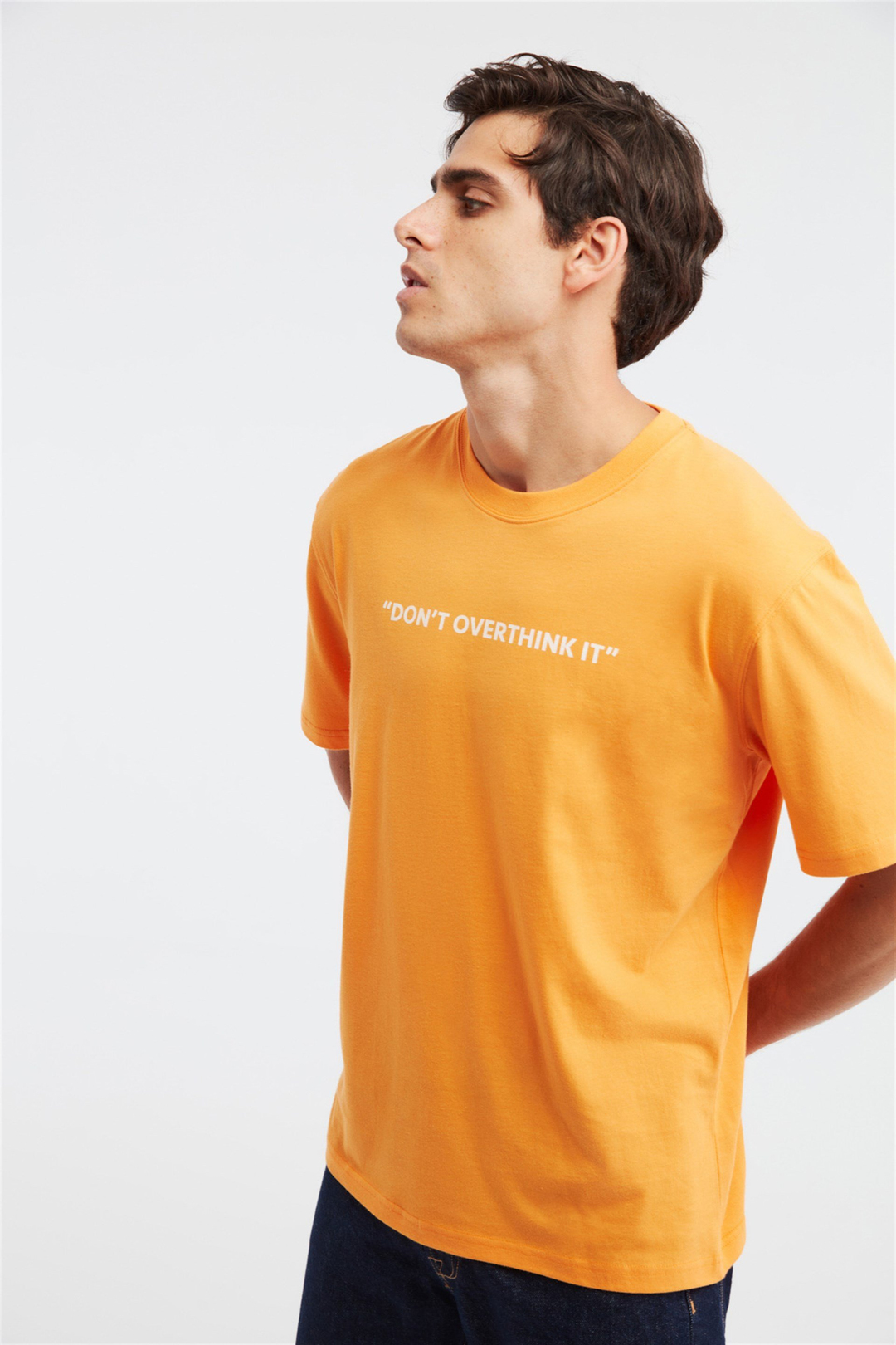 OVERTHINK Erkek Turuncu Baskılı Yuvarlak Yaka Regular Fit T-Shirt