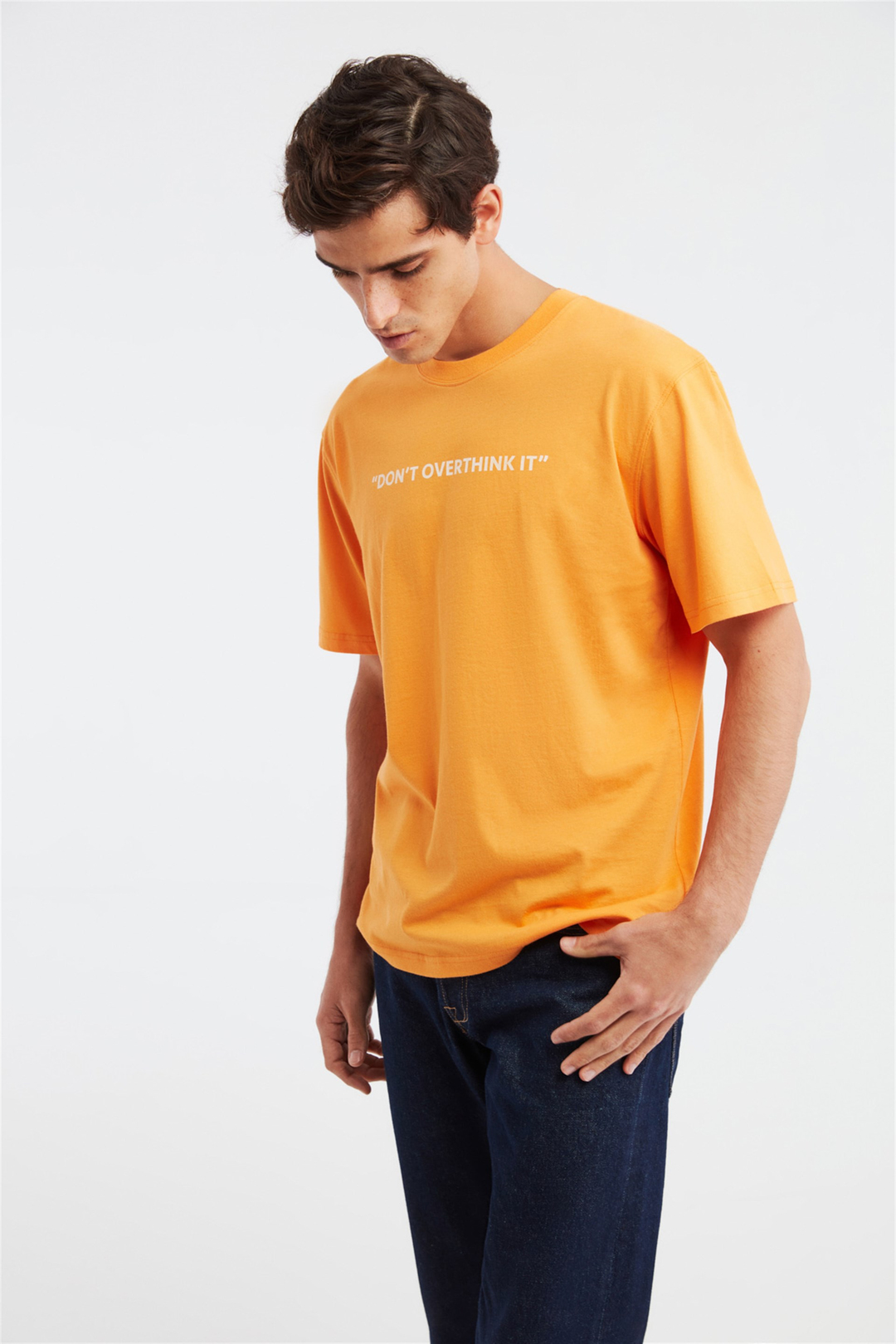 OVERTHINK Erkek Turuncu Baskılı Yuvarlak Yaka Regular Fit T-Shirt