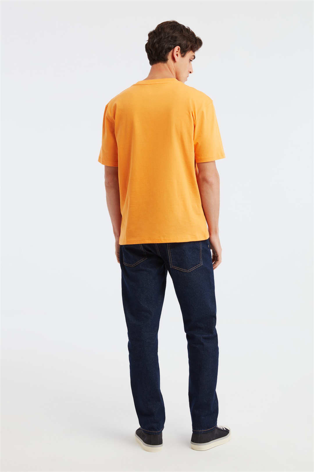 OVERTHINK Erkek Turuncu Baskılı Yuvarlak Yaka Regular Fit T-Shirt