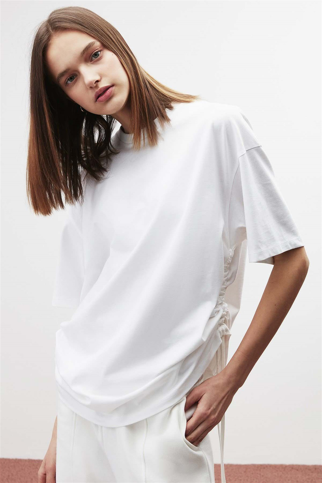 PIECE Örme Oversize Beyaz  T-Shirt