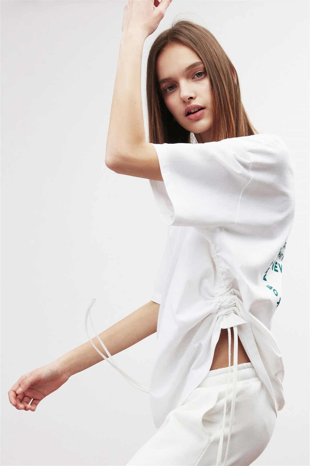 PIECE Örme Oversize Beyaz  T-Shirt