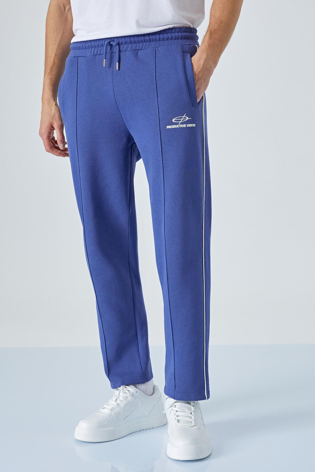 PING Erkek Bisiklet Yaka Relaxed Önü Baskı Detaylı Beli Lastikli Lacivert Eşofman Takımı