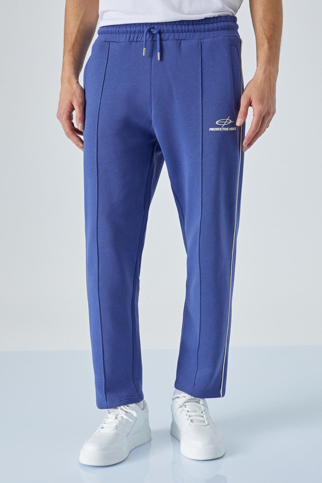 PING Erkek Bisiklet Yaka Relaxed Önü Baskı Detaylı Beli Lastikli Lacivert Eşofman Takımı