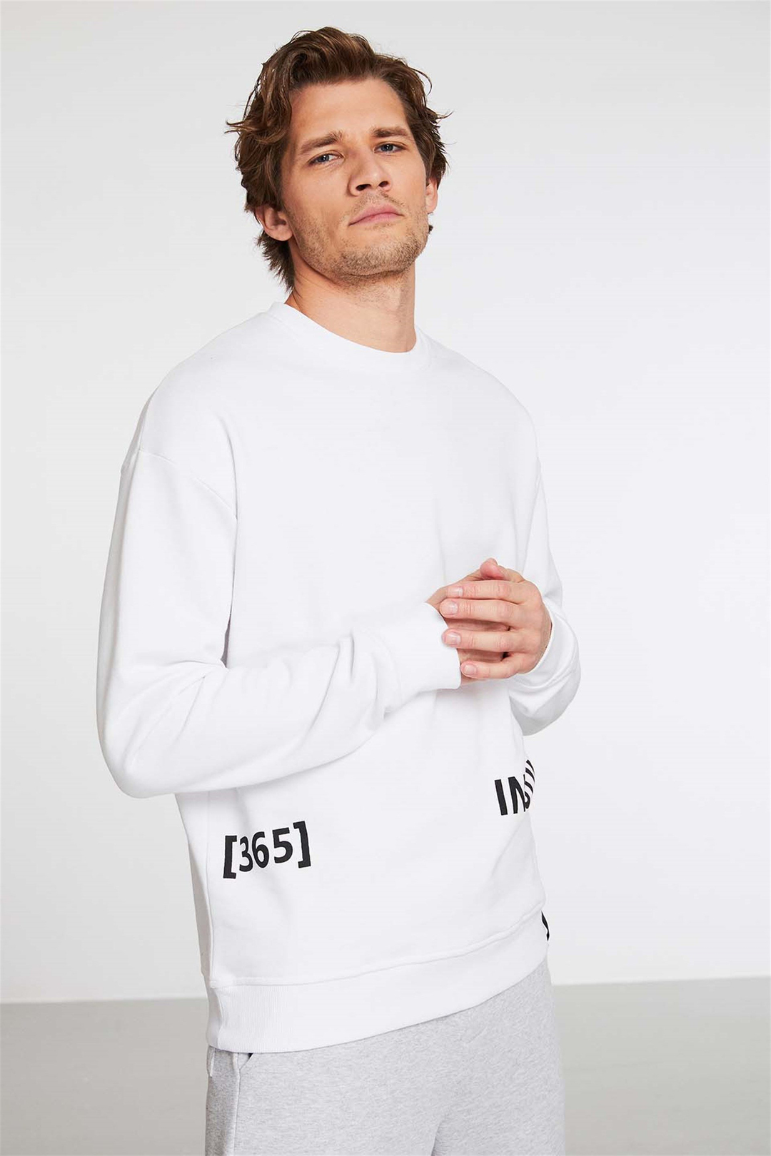 PIONEER Örme Comfort Fit Beyaz  Sweatshirt