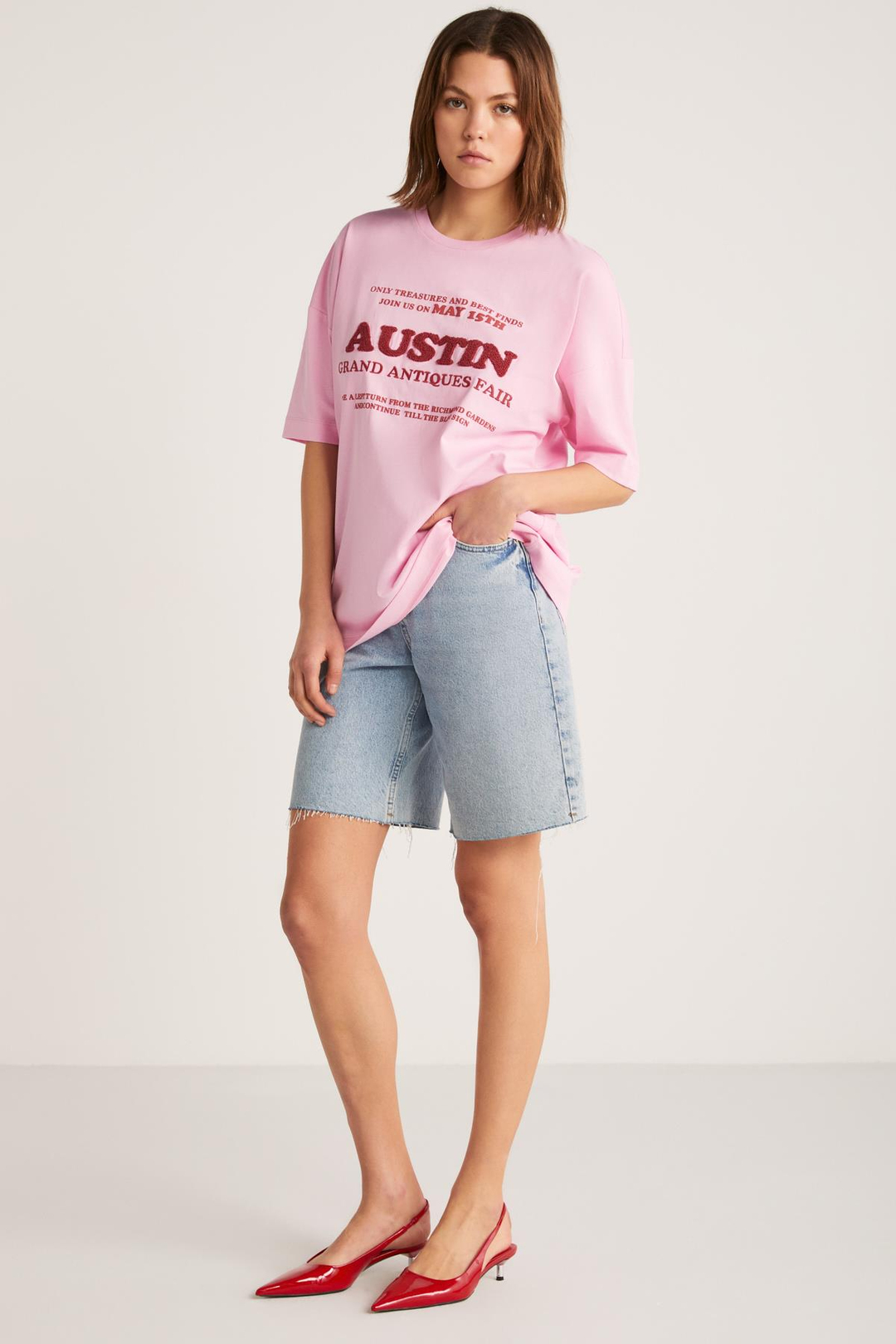 PLENSA Basic Slim Pembe Tekli T-Shirt