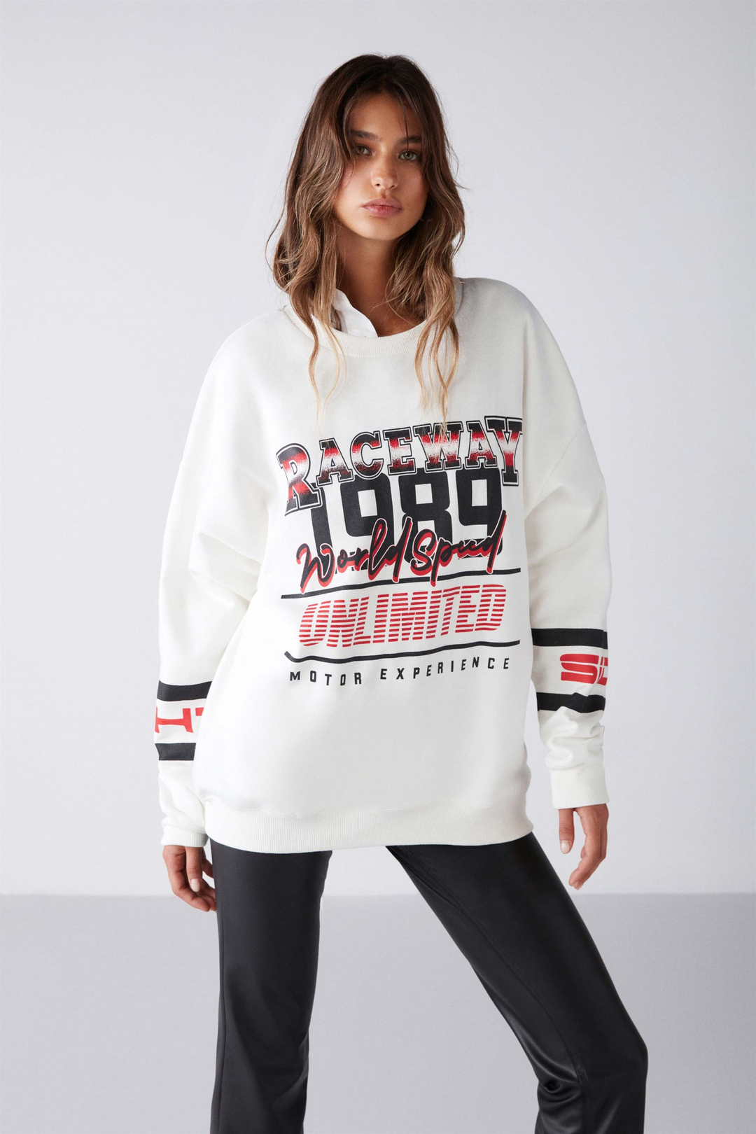 RACER Örme Relaxed Ekru  Sweatshirt