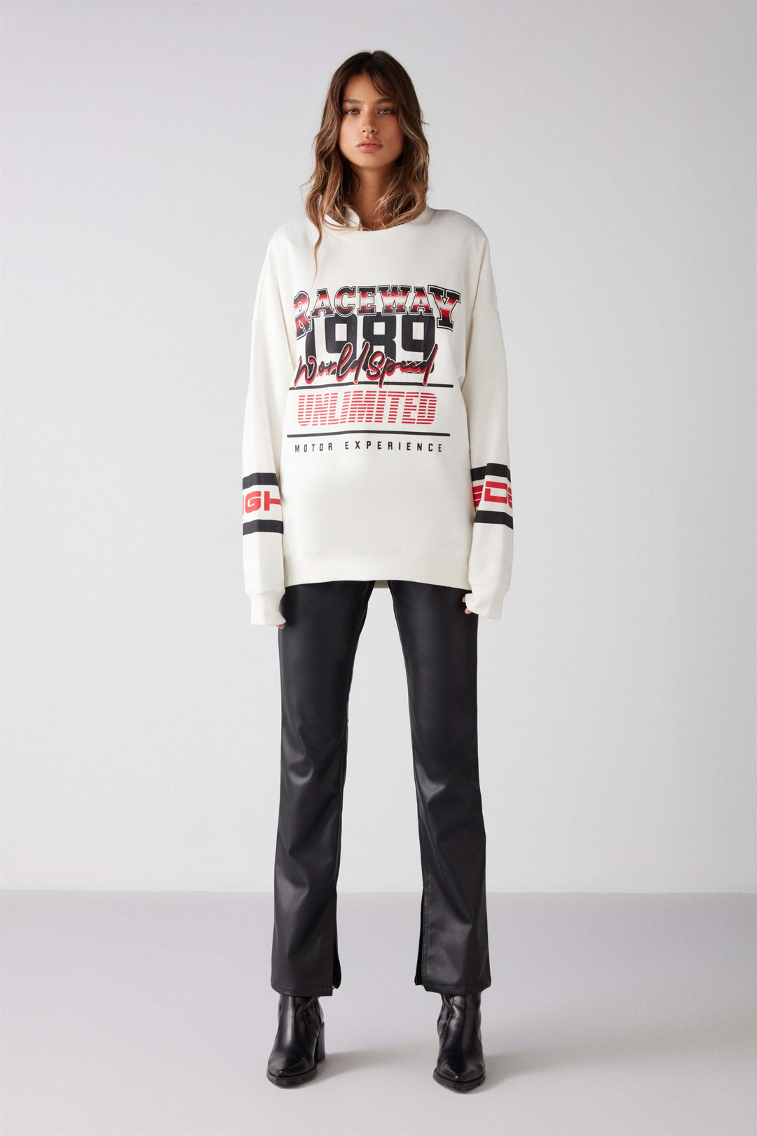 RACER Örme Relaxed Ekru  Sweatshirt