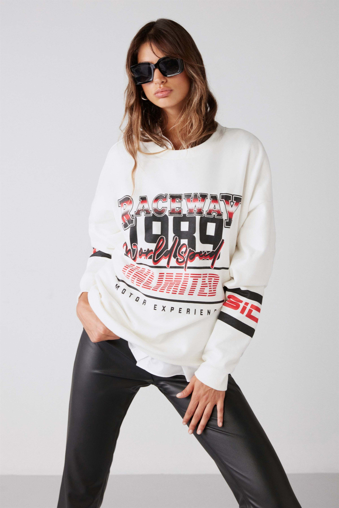 RACER Örme Relaxed Ekru  Sweatshirt