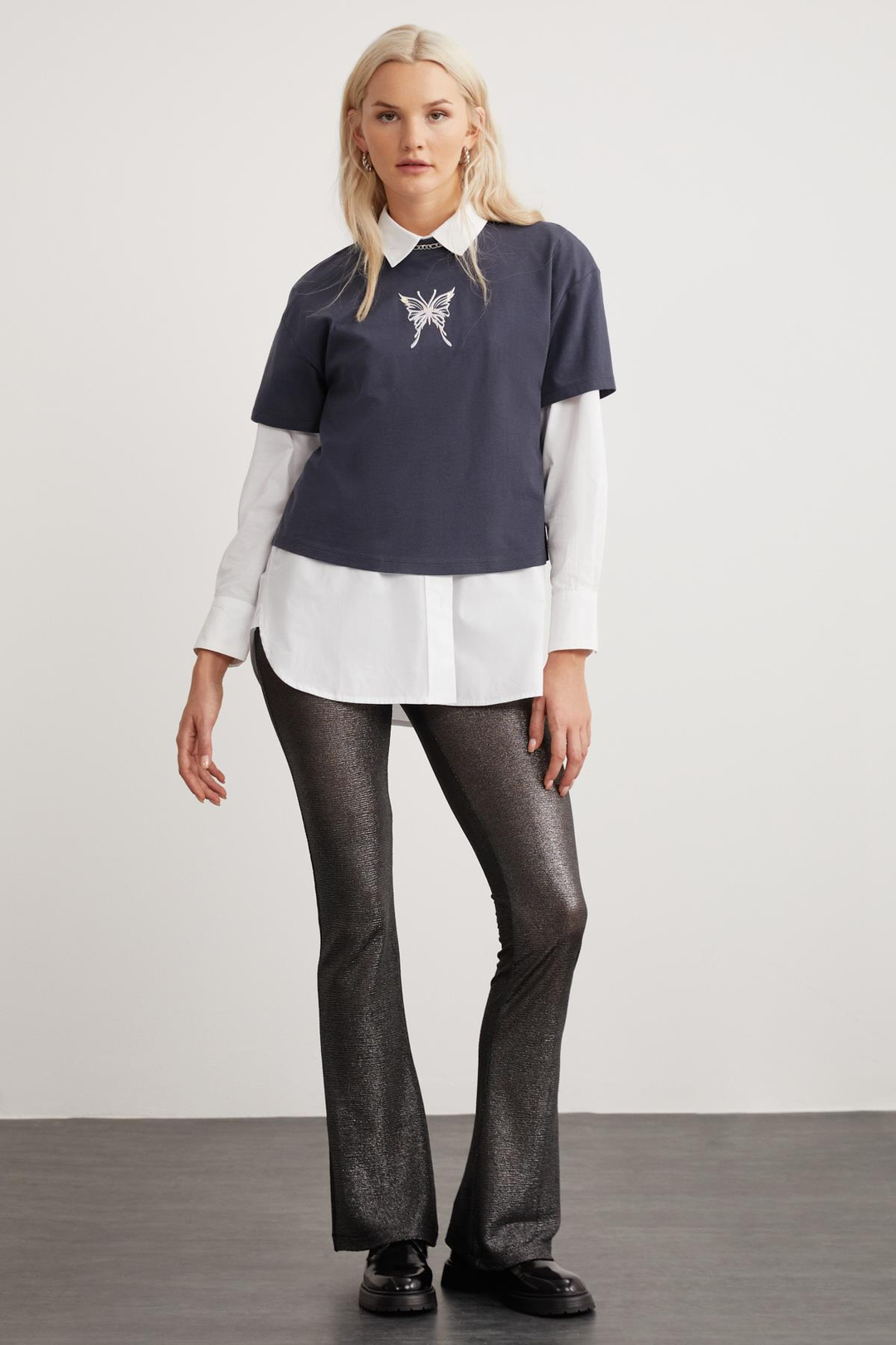 RALI  Relaxed Antrasit Tekli T-Shirt