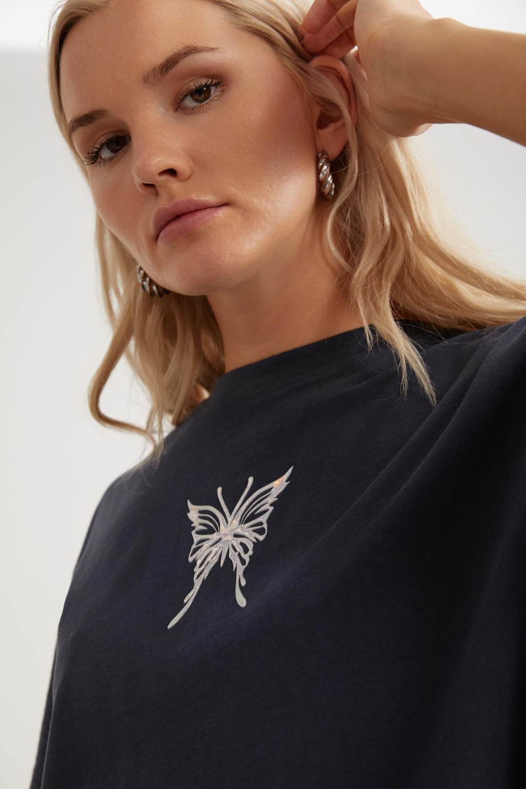 RALI  Relaxed Antrasit Tekli T-Shirt