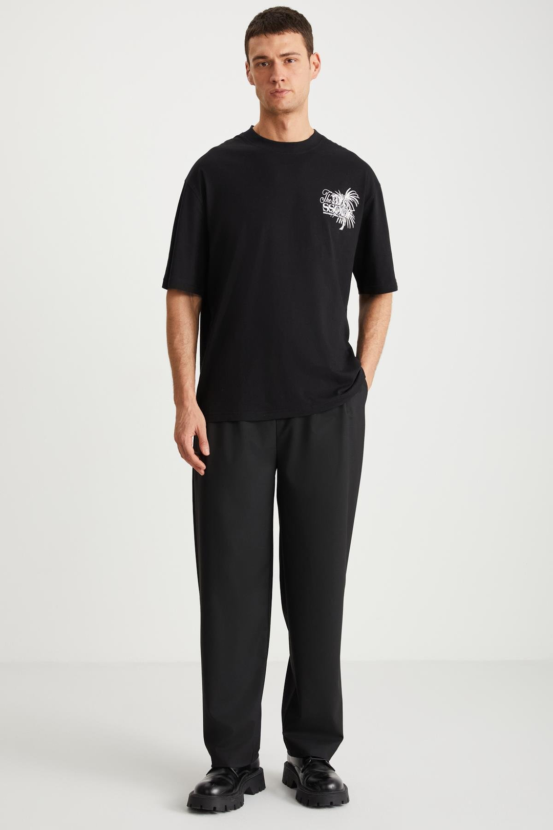 RAMADAN  Relaxed Siyah Tekli T-Shirt