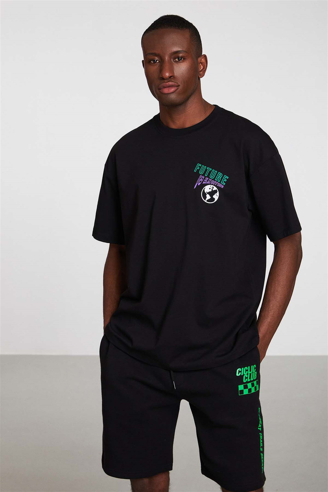 REORIENT Örme Oversize Siyah  T-Shirt