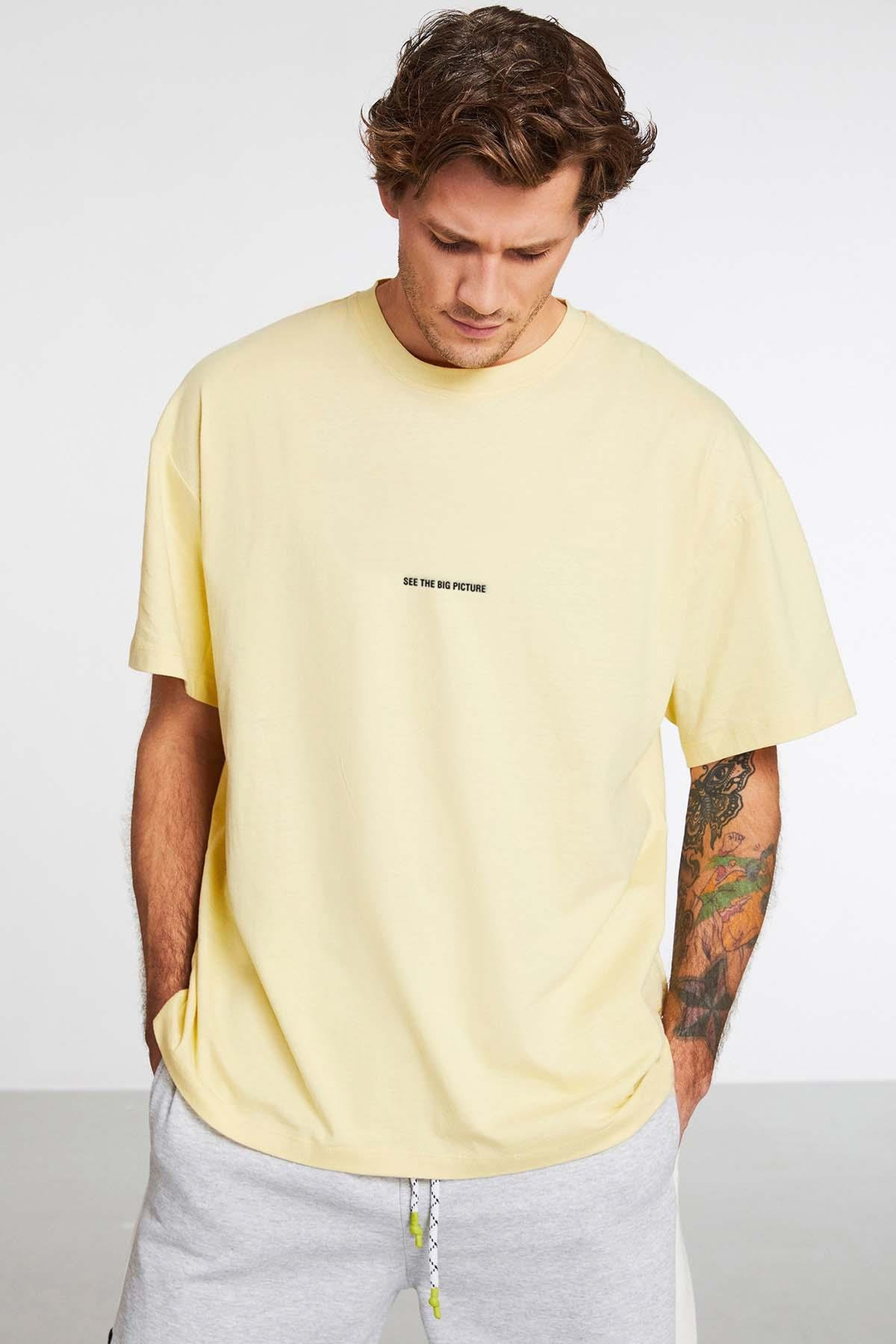 RIVER  Oversize Sarı  T-Shirt