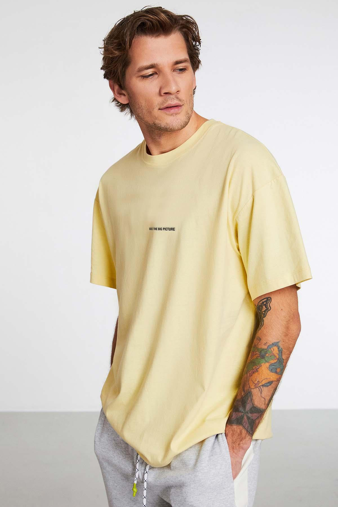 RIVER  Oversize Sarı  T-Shirt