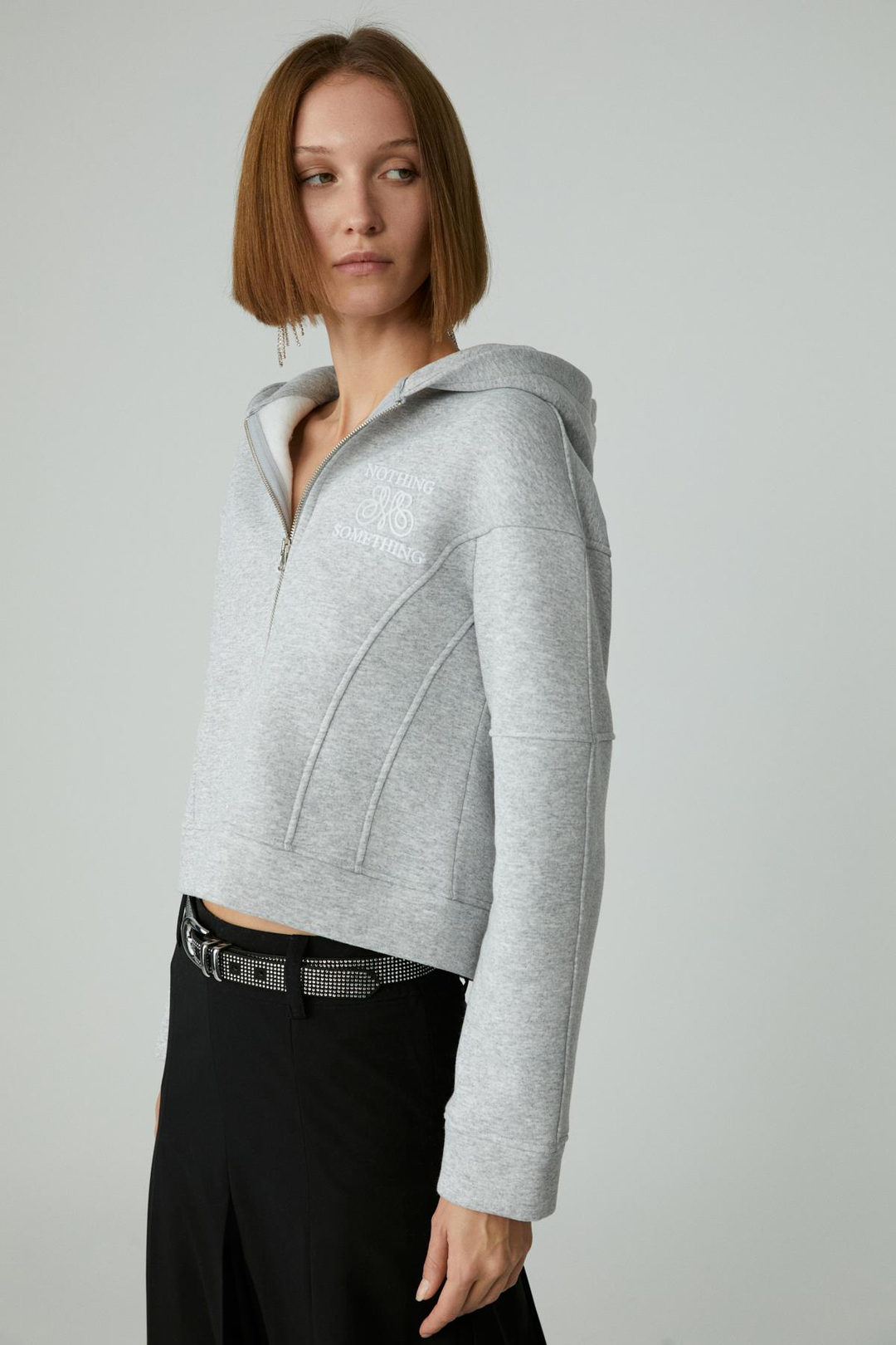 ROBINA Kadın Şardonlu Kapüşonlu Nakış Detaylı Grimelanj Sweatshirt