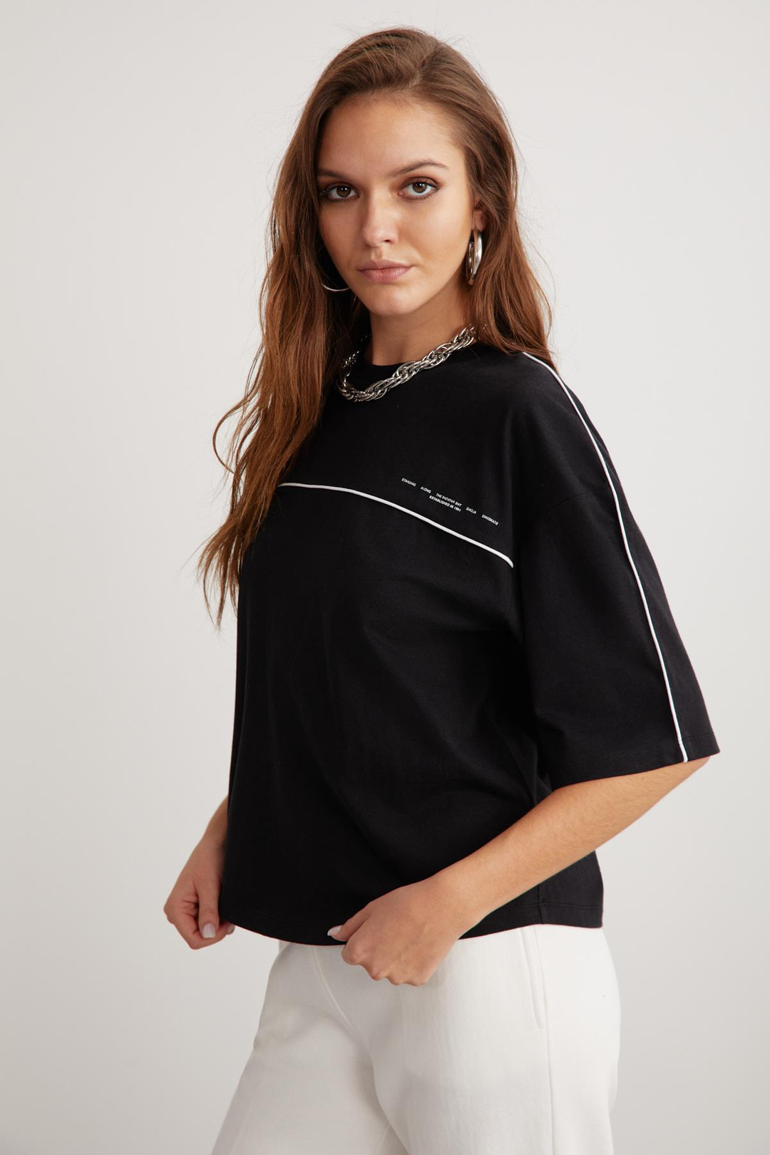 RODES  Relaxed Siyah Tekli T-Shirt