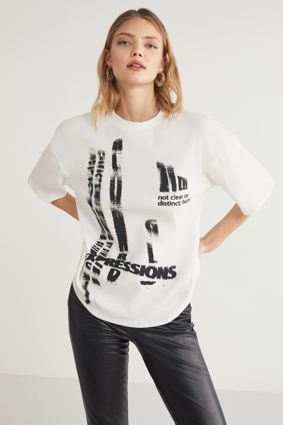 RUSIA  Regular Beyaz Tekli T-Shirt