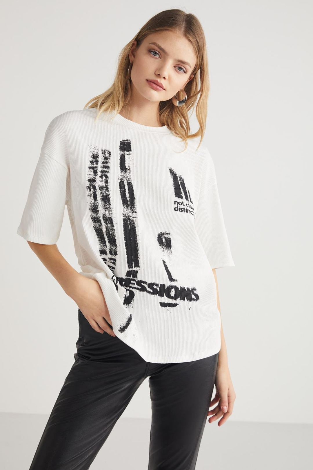 RUSIA  Regular Beyaz Tekli T-Shirt