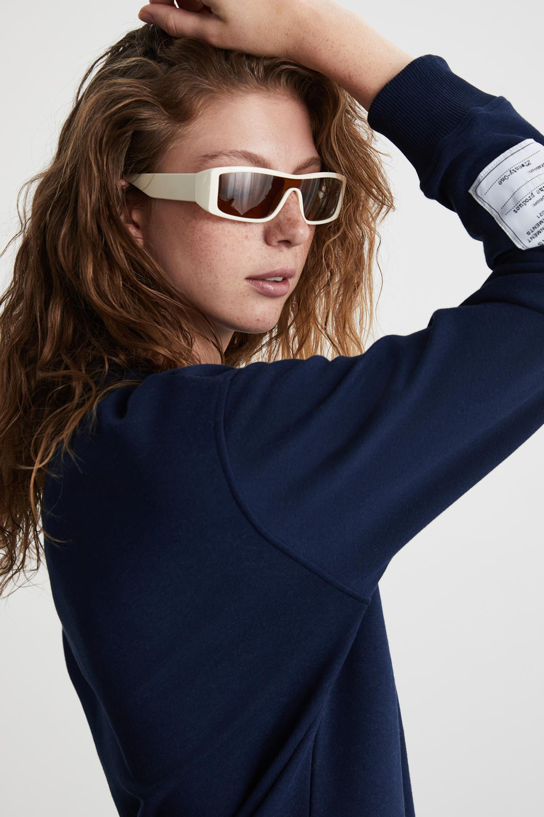 SAHIAN Basic Regular Lacivert Tekli Sweatshirt