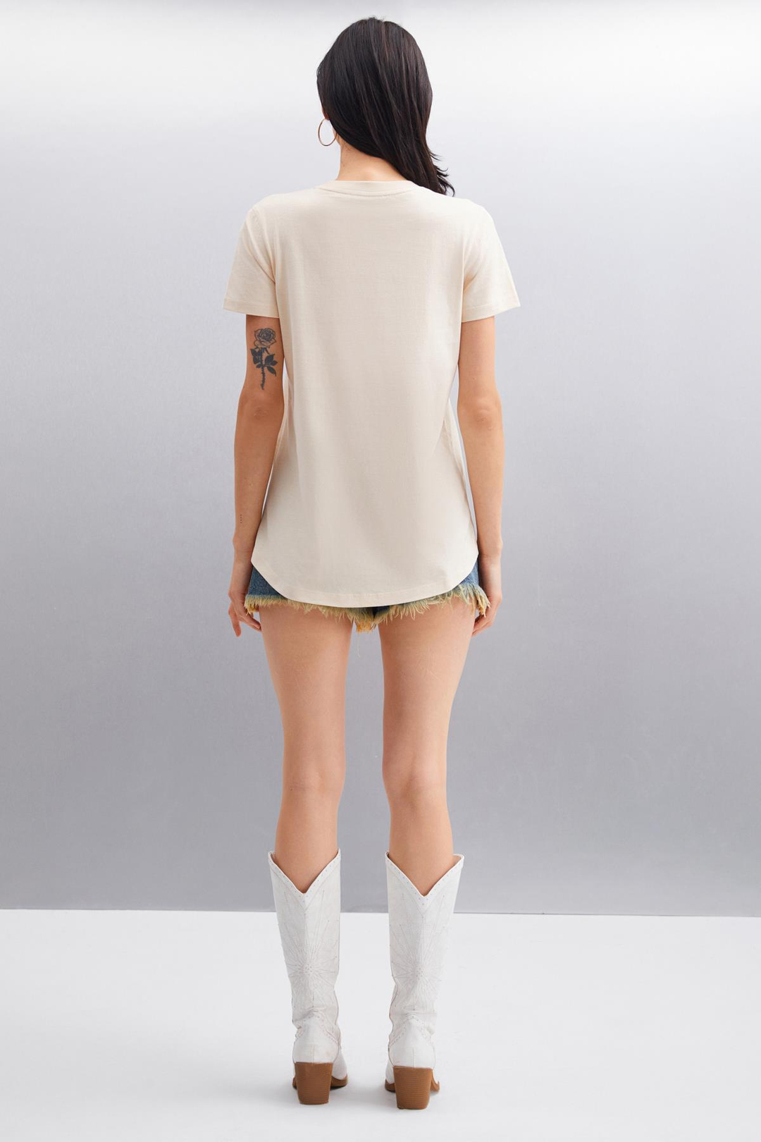 SAMANTHA Basic Comfort Bej Tekli T-Shirt