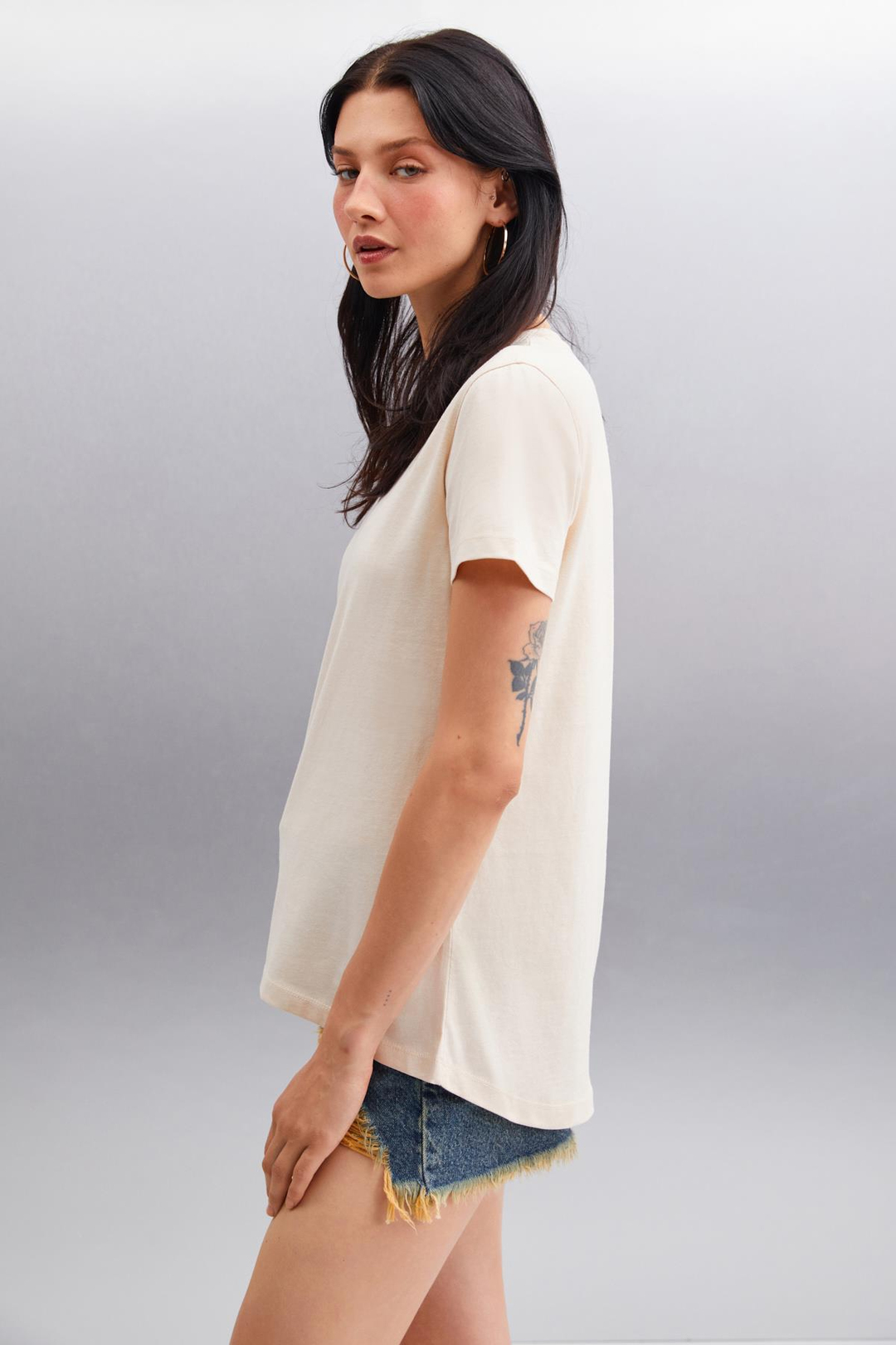 SAMANTHA Basic Comfort Bej Tekli T-Shirt