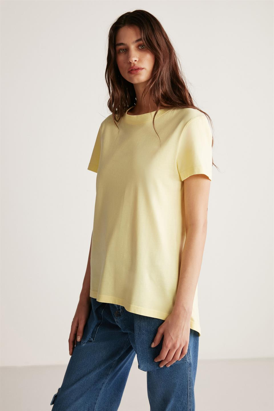 SAMANTHA Örme Comfort Açık Sarı  T-Shirt