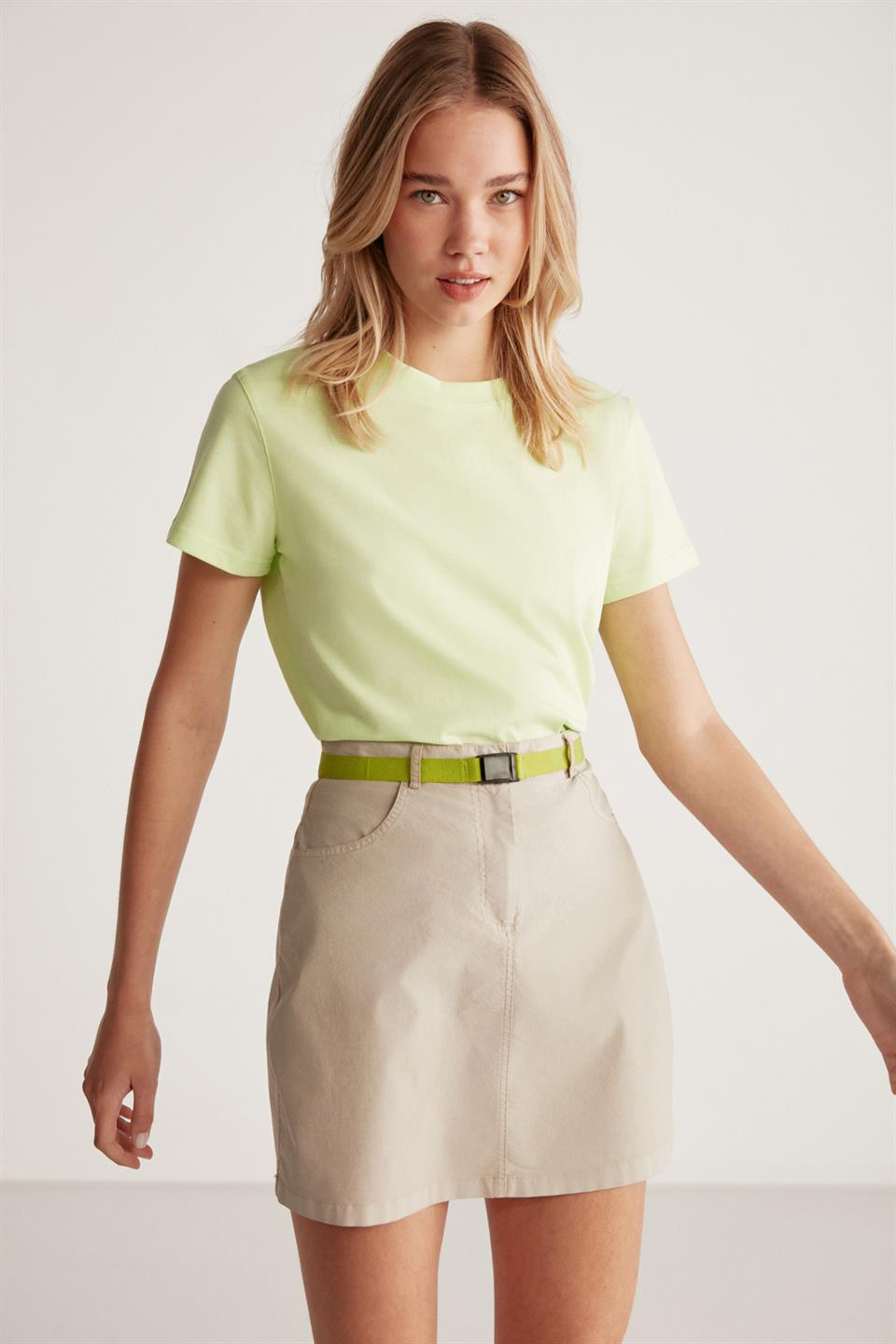 SAMANTHA Örme Comfort Açık Yeşil  T-Shirt