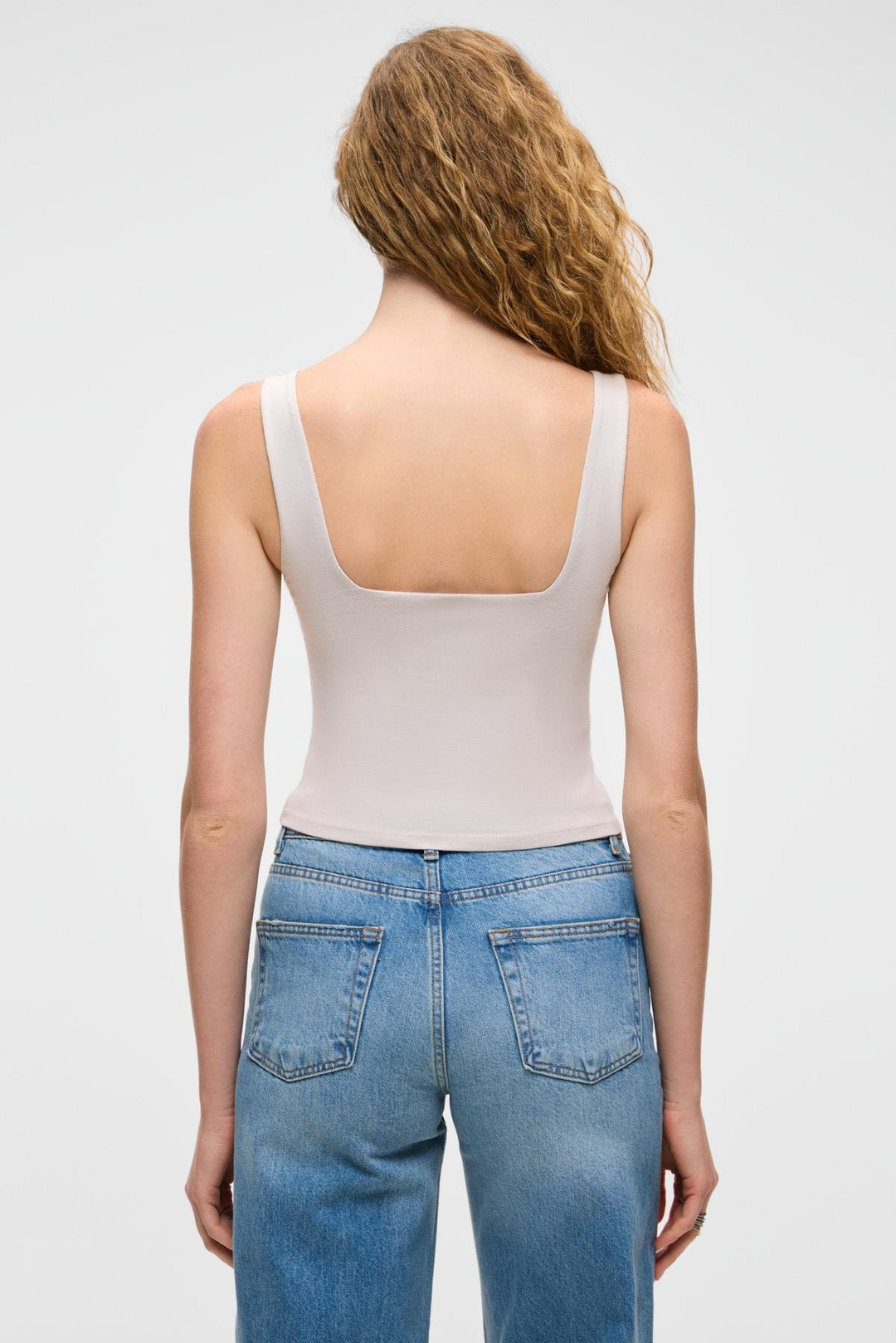 SANUKI Kadın Slim Kısa Oyuk Yaka Taş Rengi Atlet