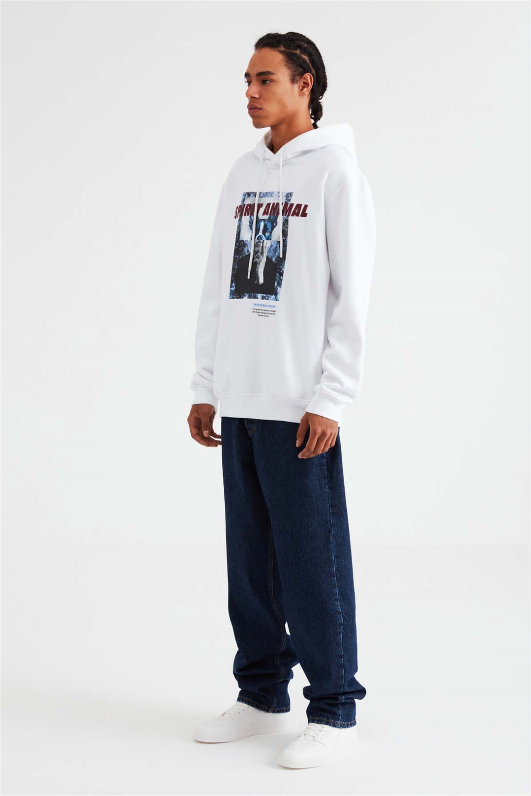SAVAGE Örme Comfort Fit Beyaz  Sweatshirt