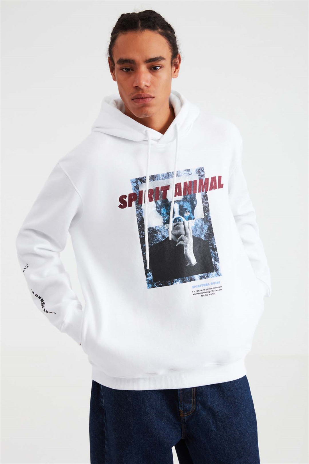 SAVAGE Örme Comfort Fit Beyaz  Sweatshirt