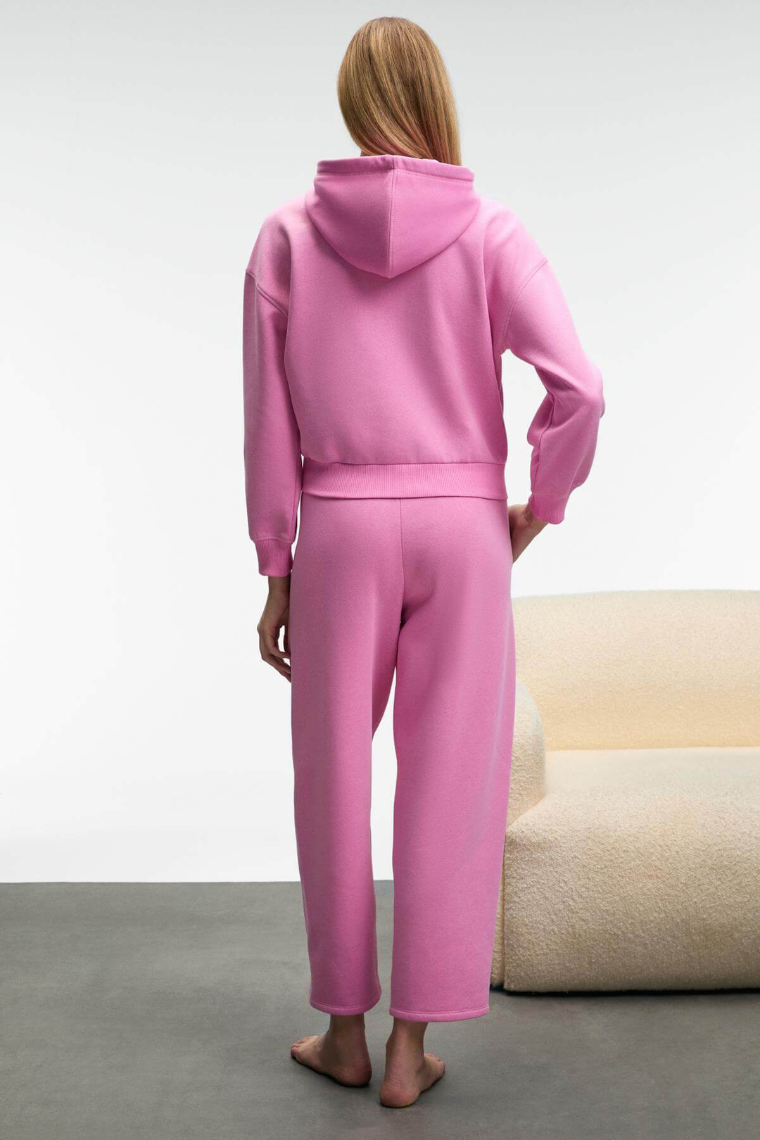 SELENE Kadın Kapüşonlu Kangru Cepli Regular Fit Pembe Sweatshirt