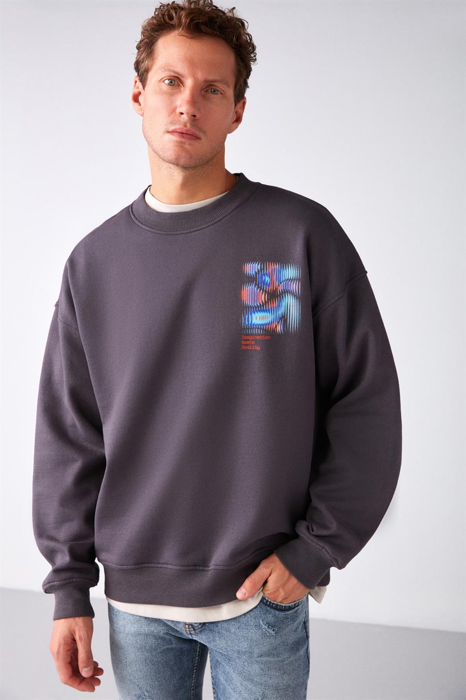 SHIELD Örme Oversize Antrasit  Sweatshirt