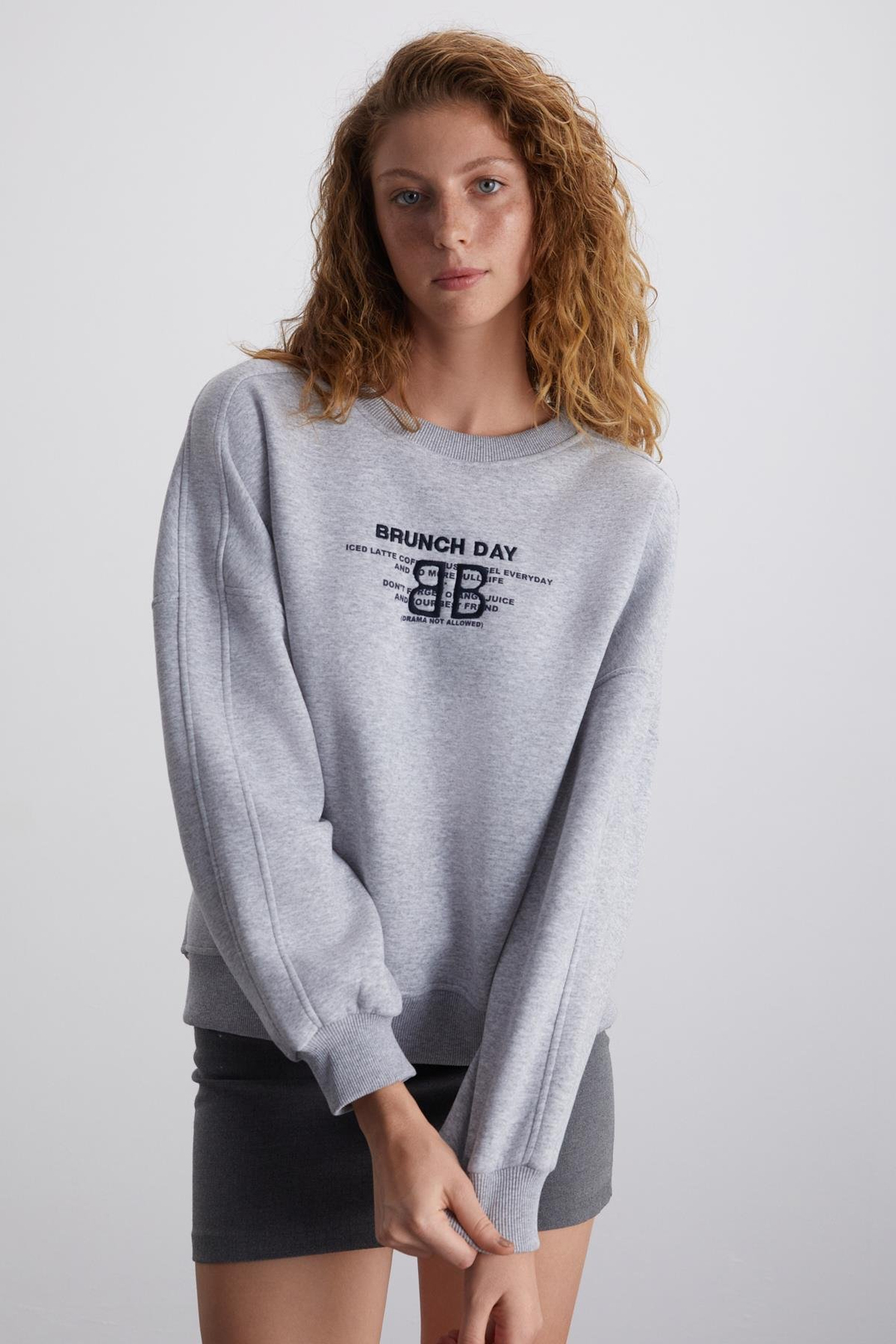 SHINY Basic Regular Grimelanj Tekli Sweatshirt