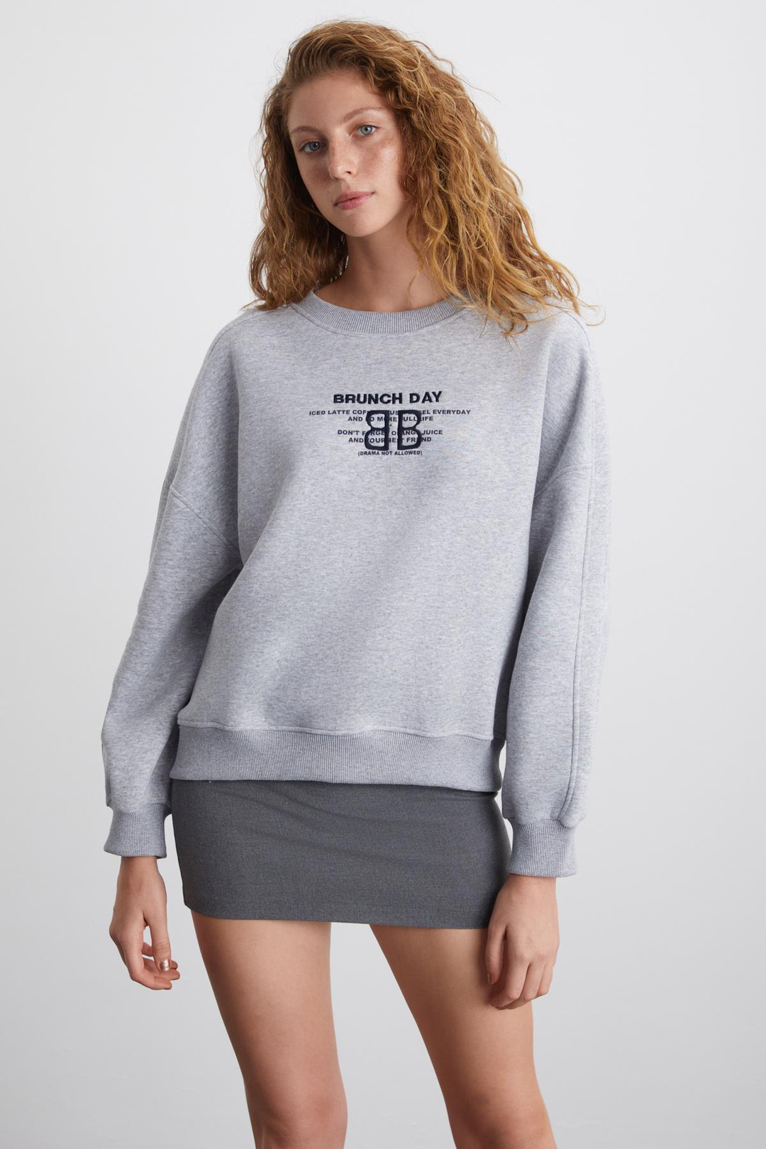 SHINY Basic Regular Grimelanj Tekli Sweatshirt