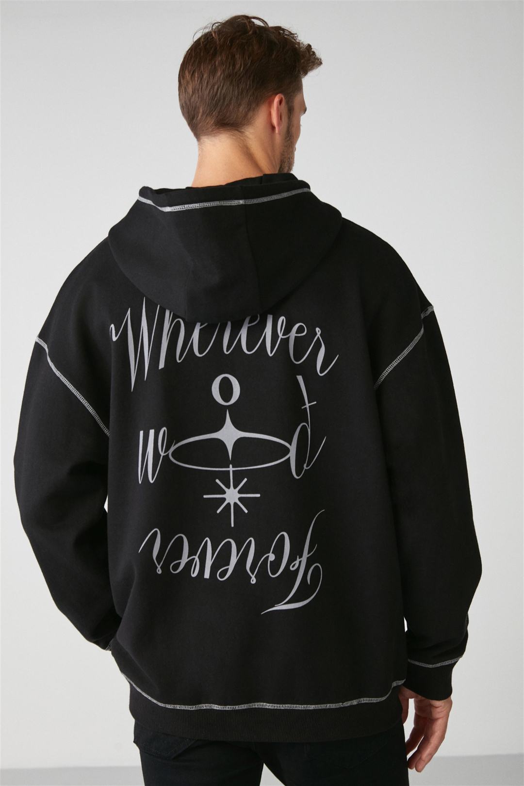 SHOWY Örme Oversize Siyah  Sweatshirt
