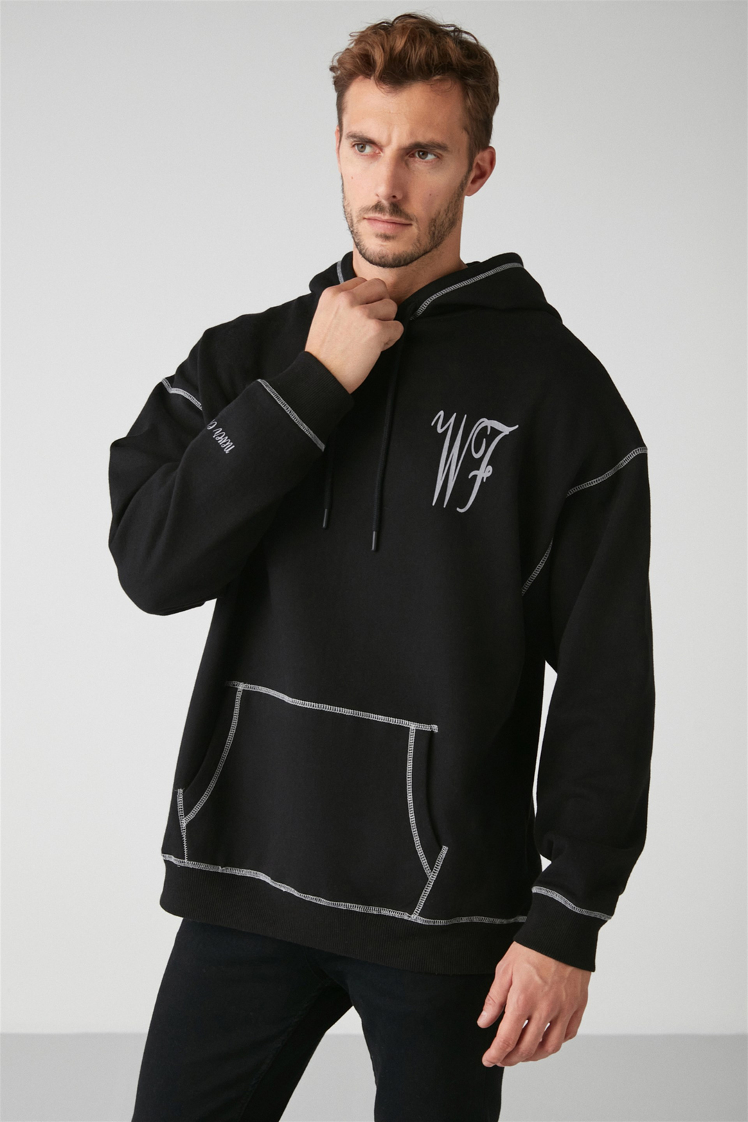 SHOWY Örme Oversize Siyah  Sweatshirt