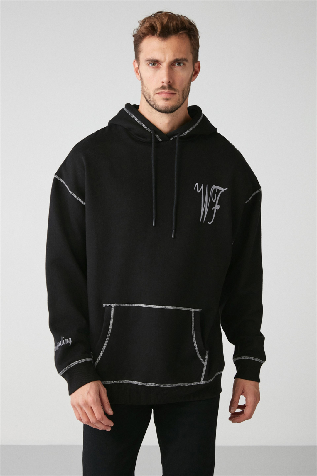 SHOWY Örme Oversize Siyah  Sweatshirt