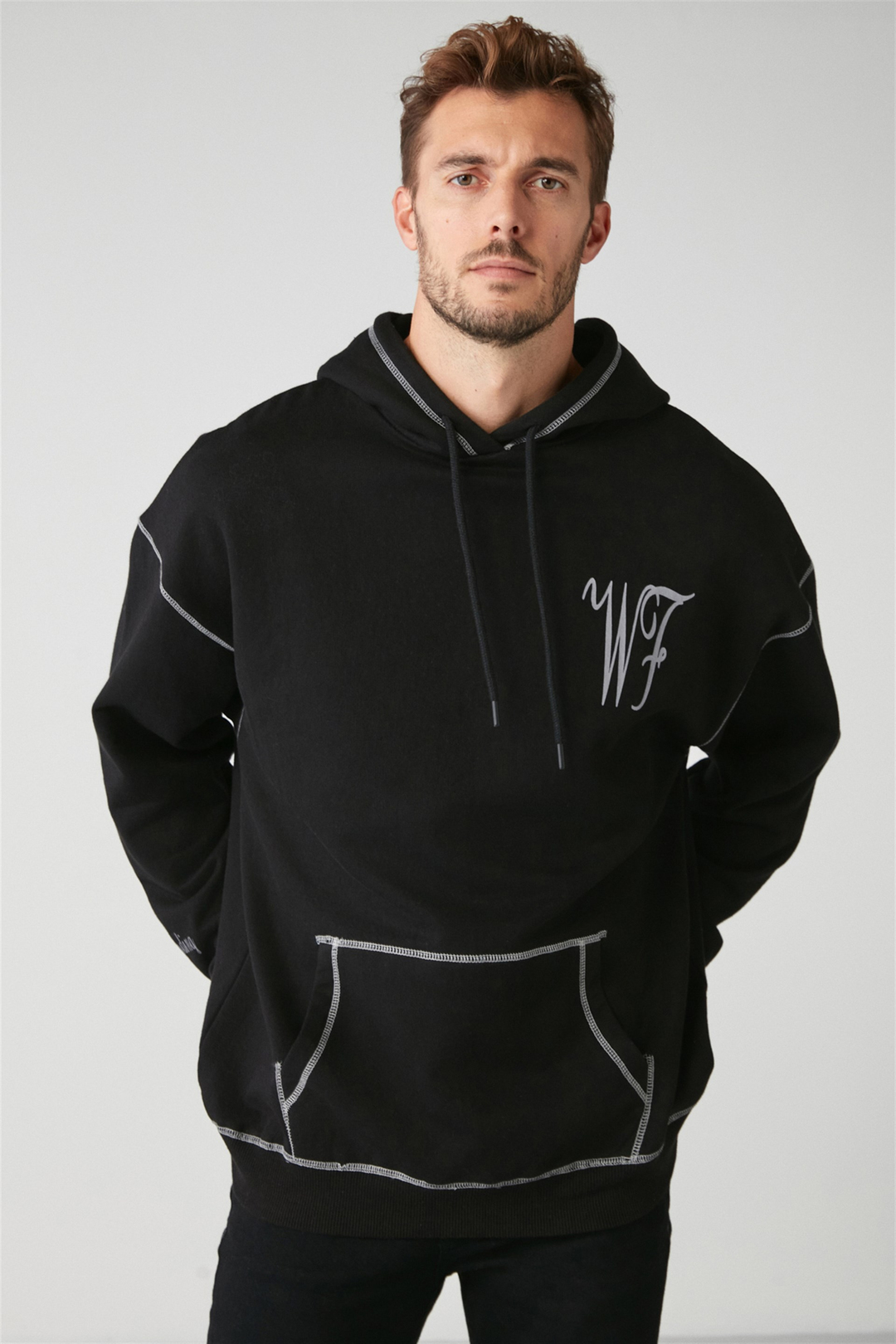 SHOWY Örme Oversize Siyah  Sweatshirt