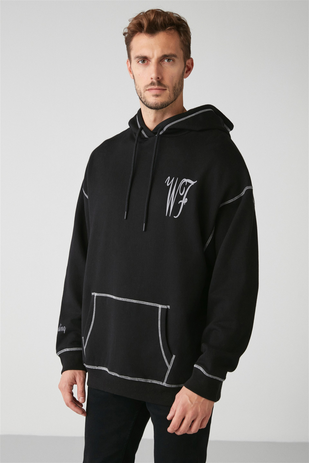 SHOWY Örme Oversize Siyah  Sweatshirt