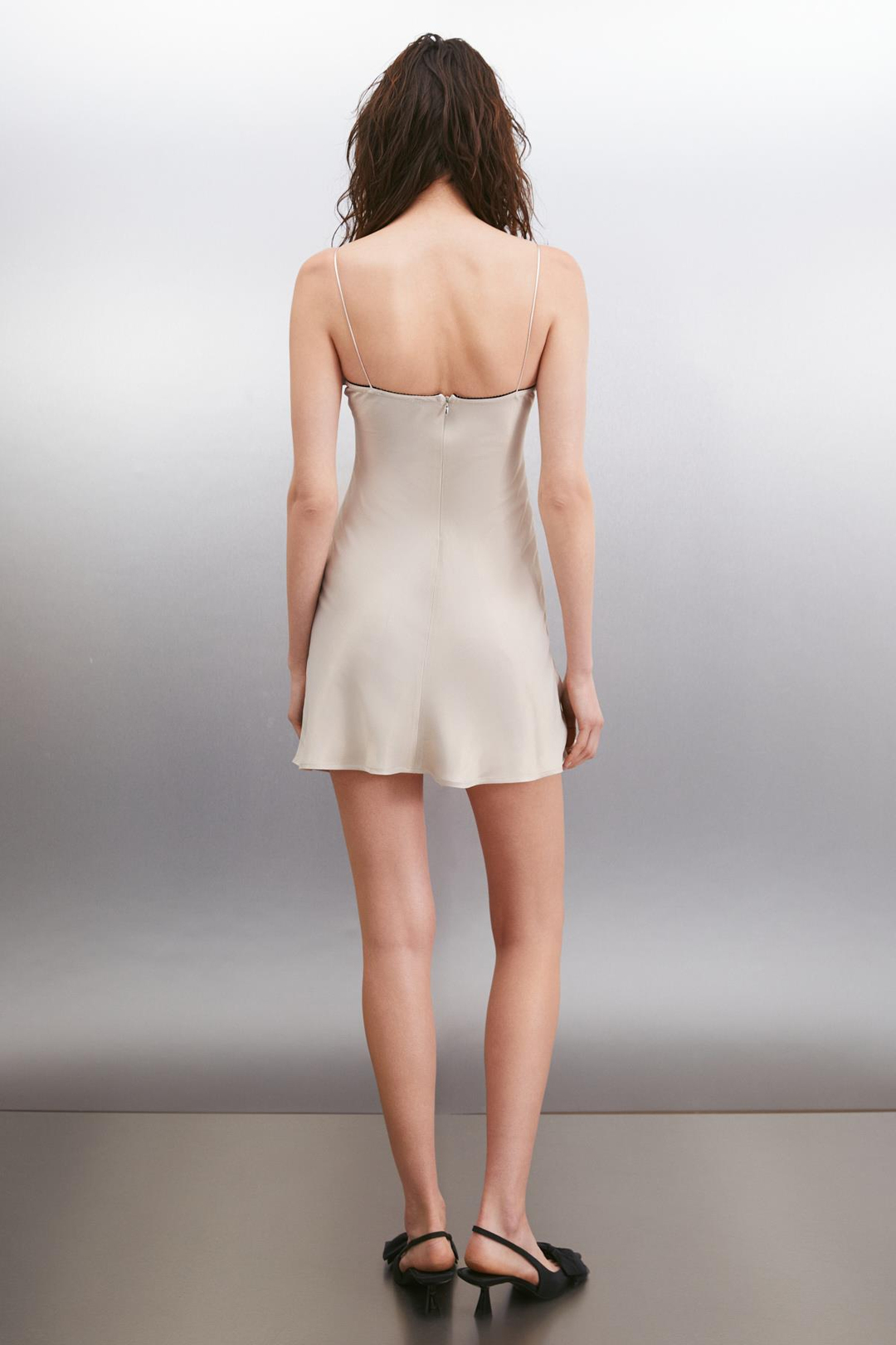 SILVANIA  Slim Gri Tekli Elbise