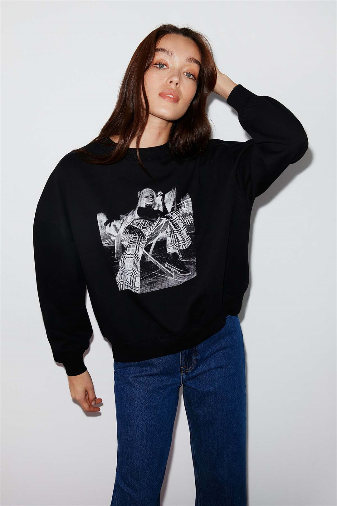 SKETCH Örme Oversize Siyah  Sweatshirt