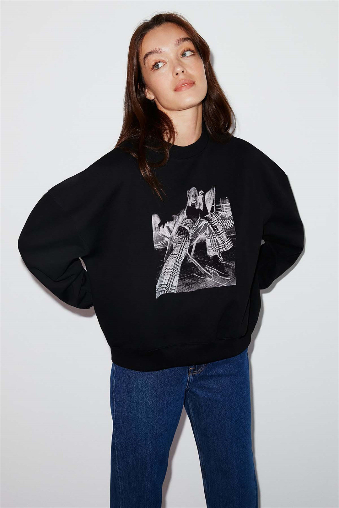 SKETCH Örme Oversize Siyah  Sweatshirt