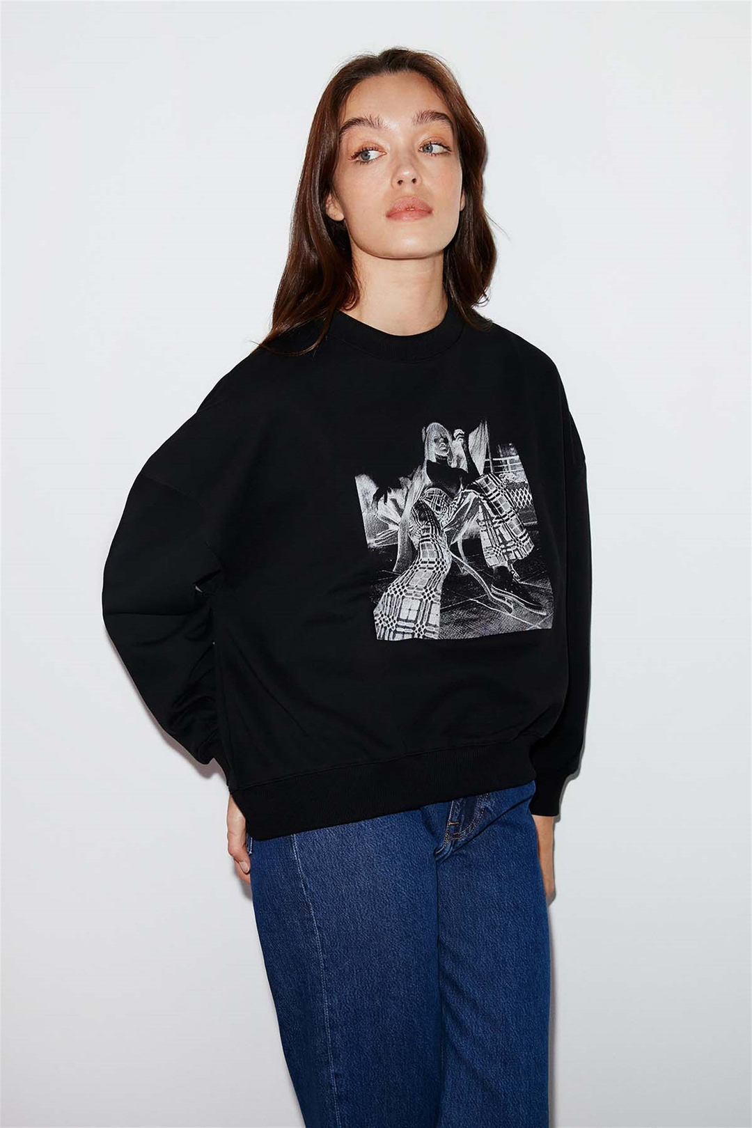 SKETCH Örme Oversize Siyah  Sweatshirt