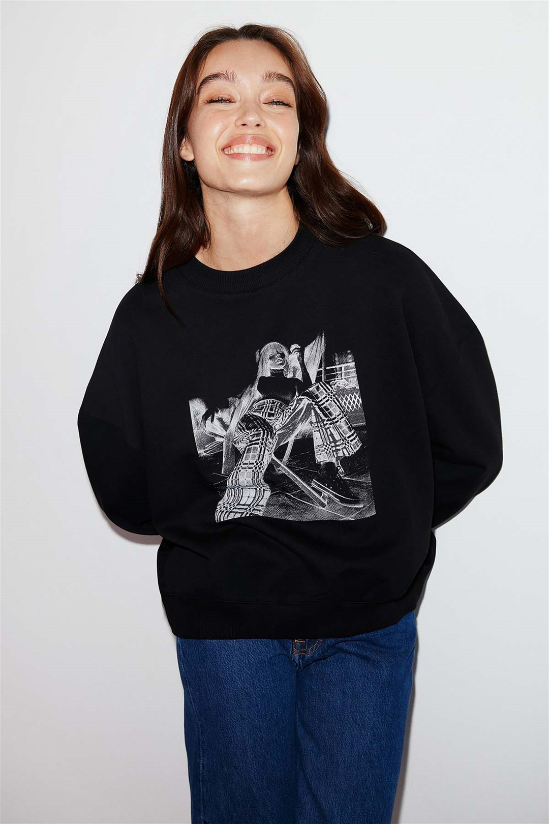 SKETCH Örme Oversize Siyah  Sweatshirt