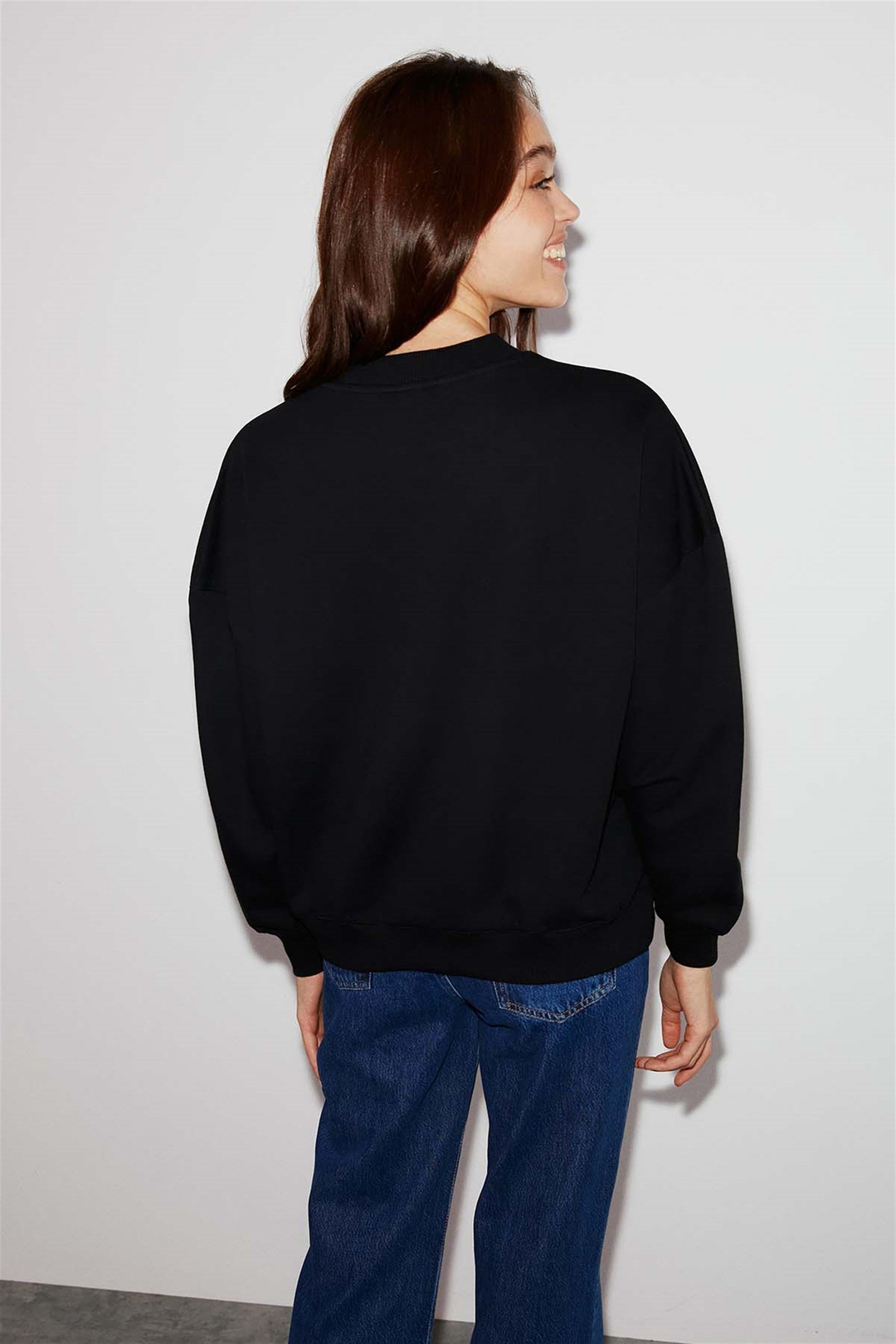 SKETCH Örme Oversize Siyah  Sweatshirt