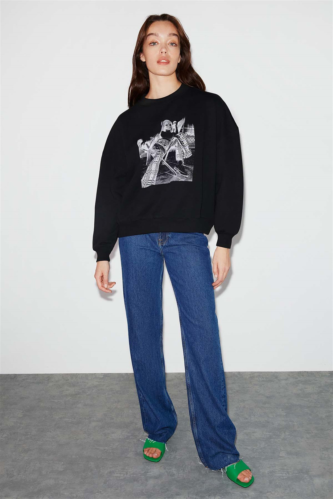 SKETCH Örme Oversize Siyah  Sweatshirt