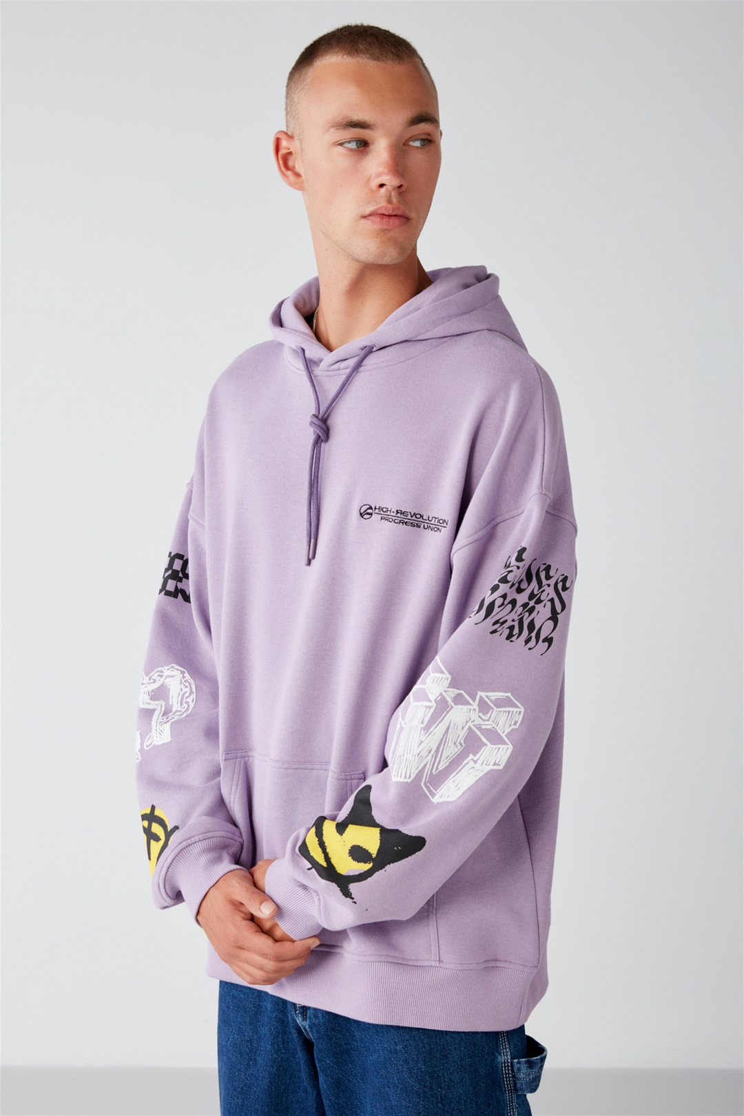 SMILE Örme Oversize Lila  Sweatshirt