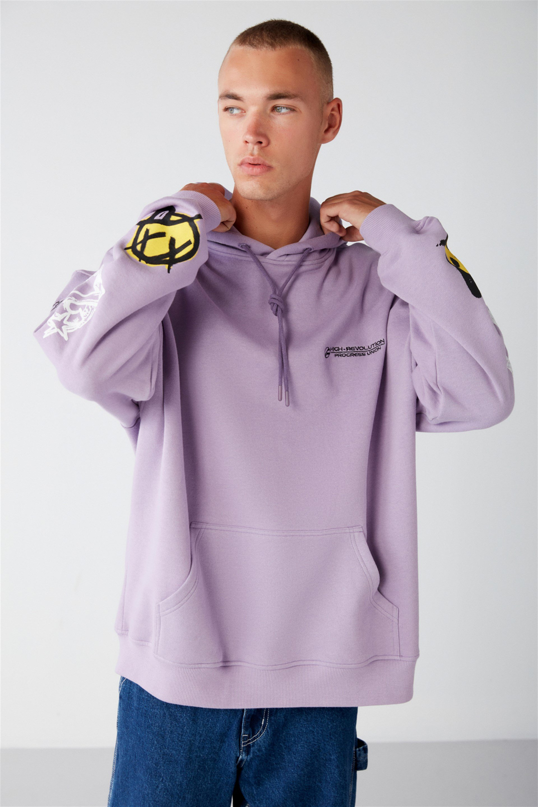 SMILE Örme Oversize Lila  Sweatshirt